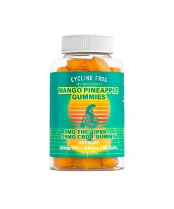 Cycling Frog, 5mg THC + 25mg CBD Gummies, Mango-Pineapple, Full Spectrum, 40ct, 200mg THC + 1000mg CBD, close up, available i