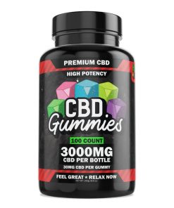 Hemp Bombs, High Potency CBD Gummies, Isolate THC-Free, 100ct, 3000mg CBD, packaging shown, available in Australia