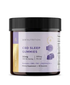 Joy Organics, CBD Sleep Gummies + CBN + THC, Nighttime Berry, Full Spectrum, 30ct, 30mg THC + 90mg CBN + 900mg CBD, alternate