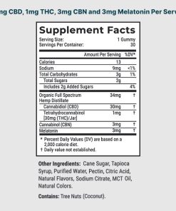 Joy Organics, CBD Sleep Gummies + CBN + THC, Nighttime Berry, Full Spectrum, 30ct, 30mg THC + 90mg CBN + 900mg CBD, available
