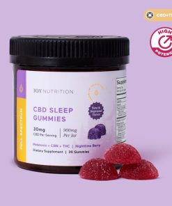 Joy Organics, CBD Sleep Gummies + CBN + THC, Nighttime Berry, Full Spectrum, 30ct, 30mg THC + 90mg CBN + 900mg CBD, packaging