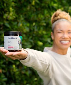 Medterra, Calm 25mg CBD+ Gummies, Strawberry Lemonade, Broad Spectrum THC-Free, 20ct, 500mg CBD, available in Australia
