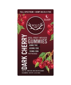 Wyld CBD, Dark Cherry Sleep CBD+THC Gummies, Full Spectrum, 30ct, 60mg THC + 150mg CBN + 600mg CBD, available in Australia
