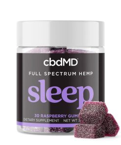 cbdMD, Sleep CBD Gummies, Raspberry, Full Spectrum, 30ct, 90mg THC + 600mg CBN + 1500mg CBD, alternate view, available in Aus