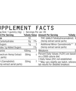 five, Knockout Sleep CBD+THC Melatonin Gummies, Blackberry, Full Spectrum, 20ct, 100mg THC + 1000mg CBD, available in Austral