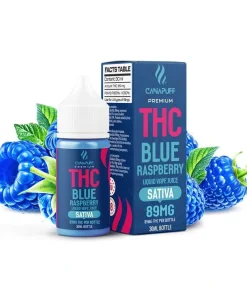 CanaPuff Blue Raspberry 89mg THC, Liquid, 30 ml vape device, available in Australia
