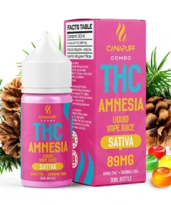 CanaPuff THC/2000mg CBD, Amnesia 89mg THC, Liquid, 30 ml vape device, available in Australia
